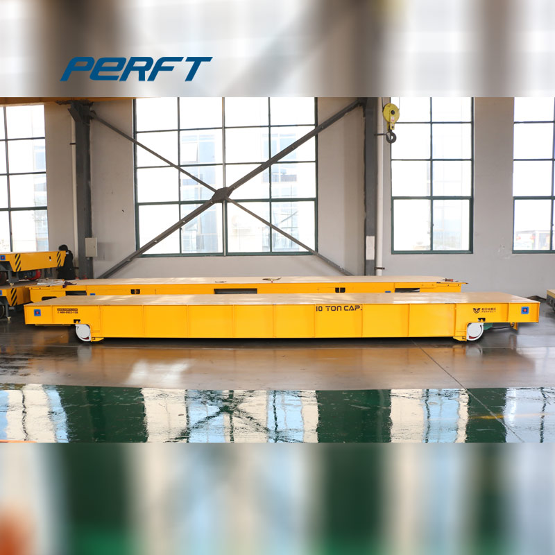 Rail transfer trolley with remote control handling steel parts